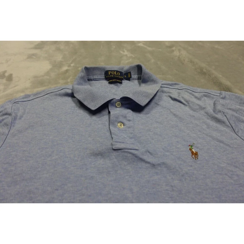 Polo Ralph Lauren Men's Large Blue Pima Soft Touch Fesh‎ Pony Casual Golf